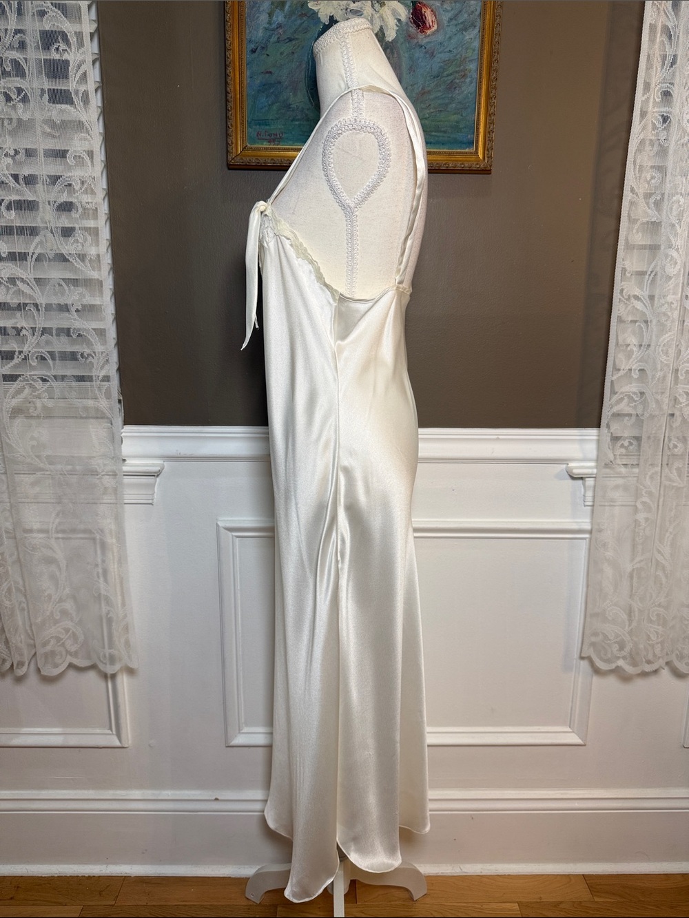 Vintage Victoria’s Secret Gold Label Ivory Lace Maxi Slip Dress Bridal - Picture 2 of 10